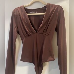 Abercrombie Chocolate Brown Long-Sleeve Bodysuit - Size S